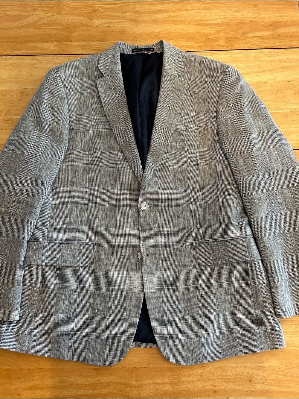 Tommy Hilfiger Gray and Blue Textured 100% Linen Sport Coat